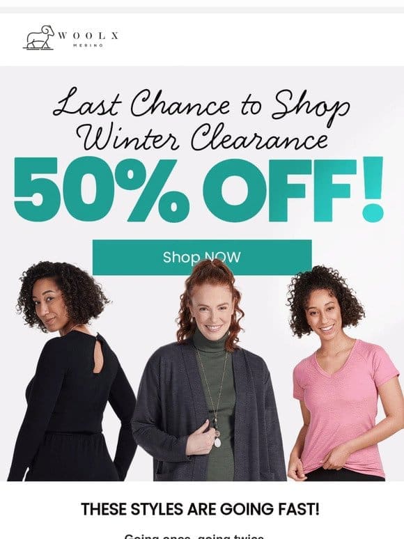 Hurry， Winter Clearance is 50% Off!