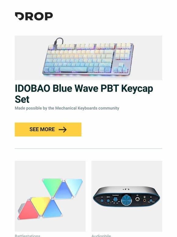 IDOBAO Blue Wave PBT Keycap Set， Cololight Triangle RGB LED Light Kit， iFi Audio ZEN CAN Signature HFM Amp and more…