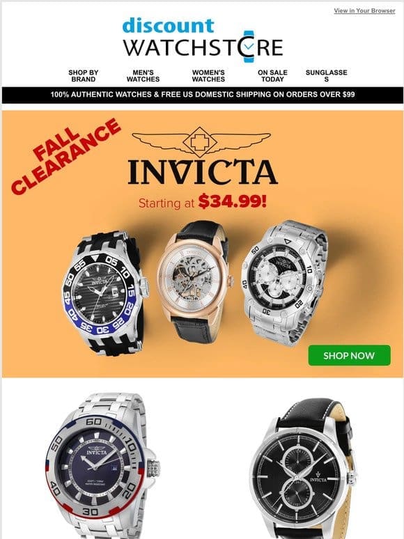 INVICTA Fall Clearance Event is On!