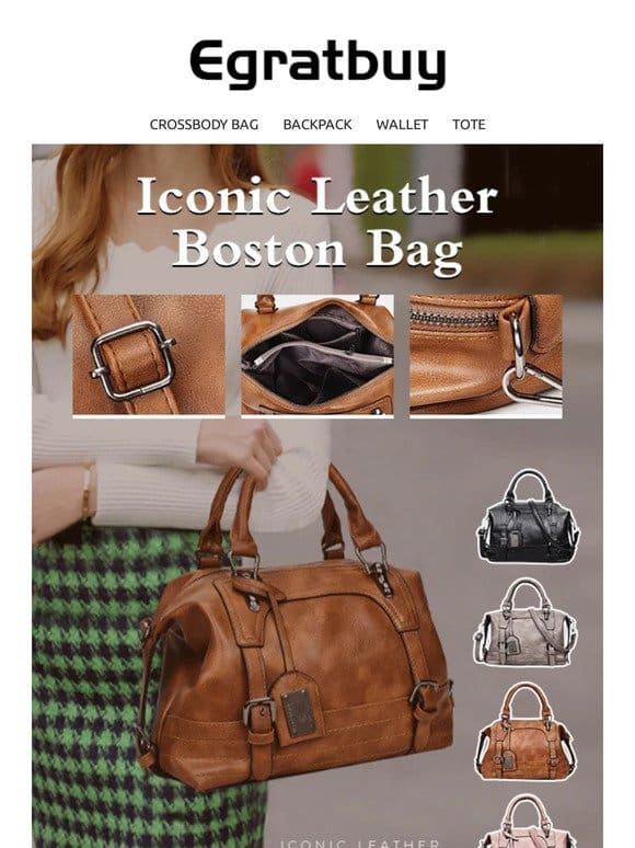 Iconic Leather Boston Bag