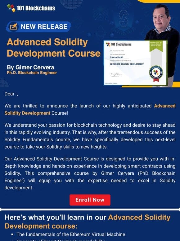 Introducing 101 Blockchains’ Advanced Solidity Development Course!