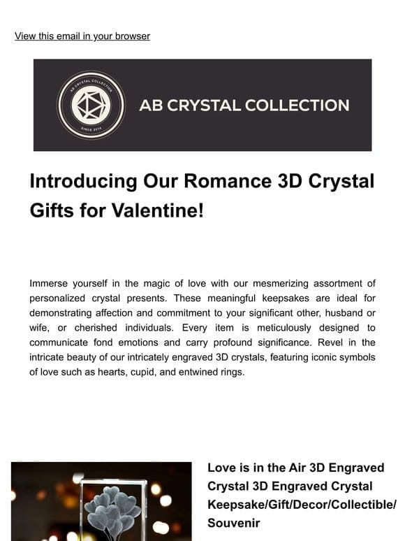 Introducing Our Romance 3D Crystal Gifts for Valentine!