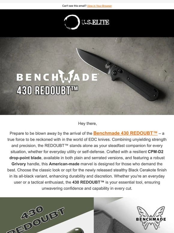 Introducing the Benchmade 430 REDOUBT™: Available Now at U.S. Elite!