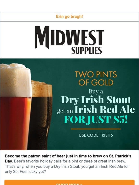 Irish Red Ale for $5? It’s Your Lucky Day