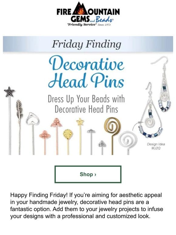 It’s Findings Friday – Shop Decorative Head Pins