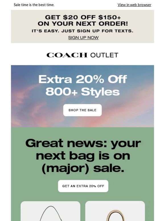 It’s Happening: Extra 20% Off Bags， Wallets & Wristlets