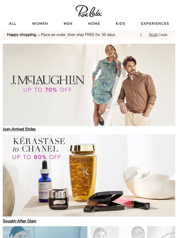 J.McLaughlin Up to 70% Off • Kérastase to Chanel Up to 80% Off