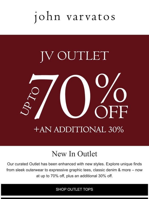 JV Outlet: New additions at up to 70% off