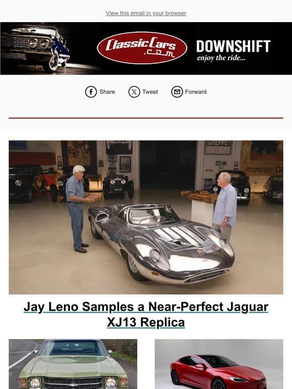 Jay Leno Samples a Near-Perfect Jaguar XJ13 Replica