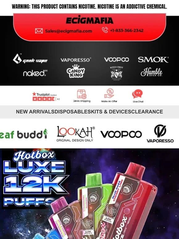 Just Landed! Puff Brands HotBox Luxe Disposable (12000 Puffs)