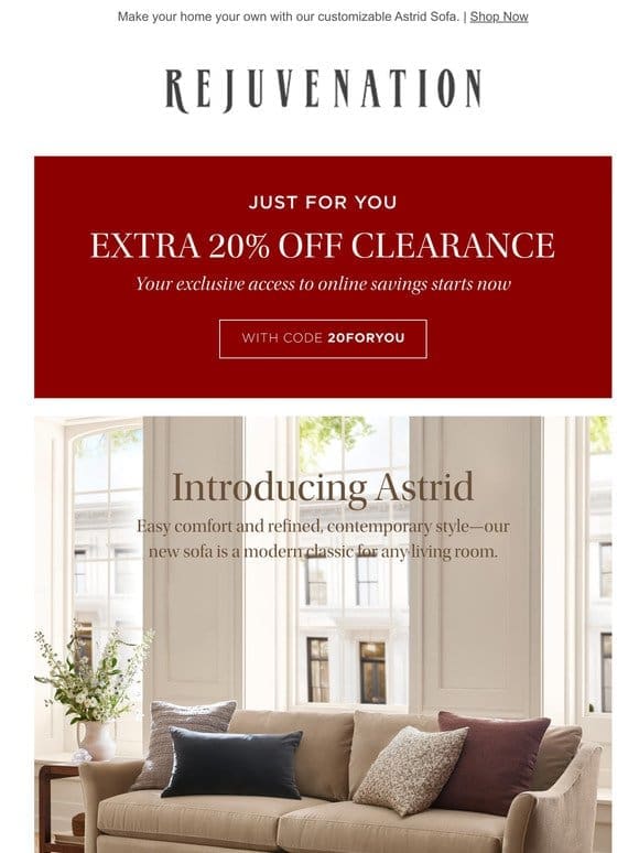 Just for you: Save an extra 20% off clearance with a special code