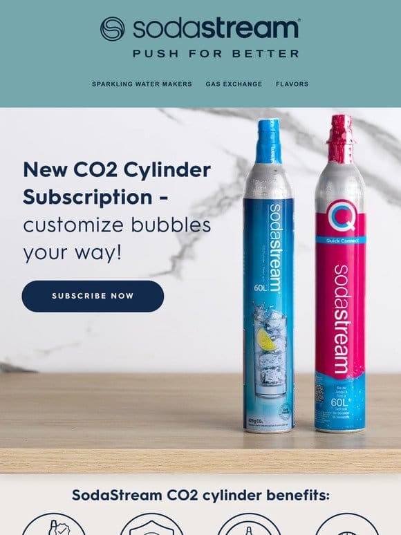 Keep sparkling with the SodaStream CO2 Subscription Service