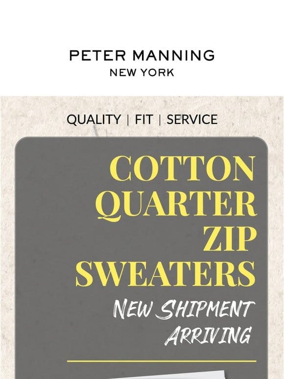 LANDING: New Cotton Quarter Zip Sweaters