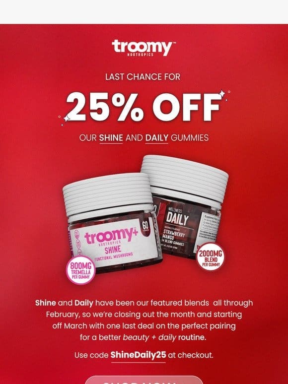 LAST CHANCE for 25% OFF