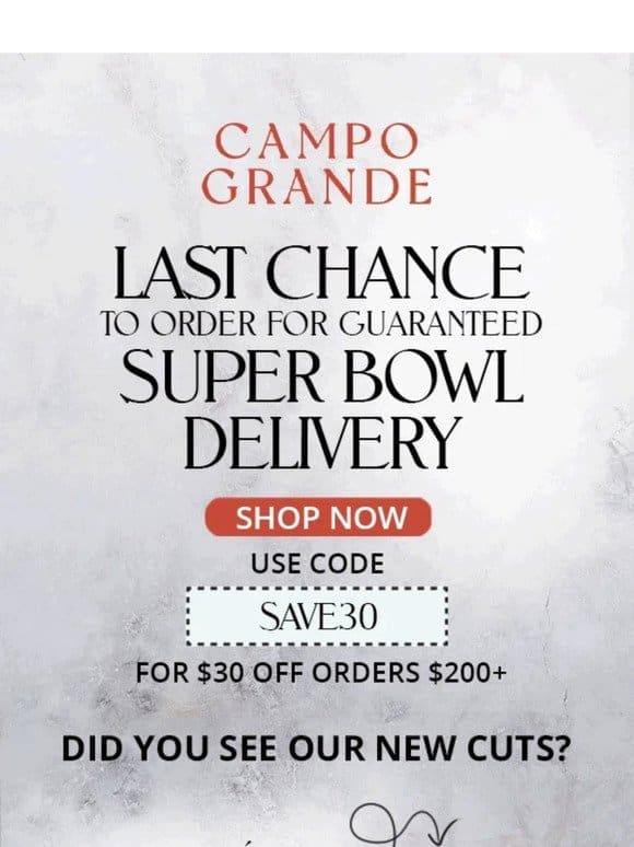 LAST day to order for guaranteed Super Bowl delivery
