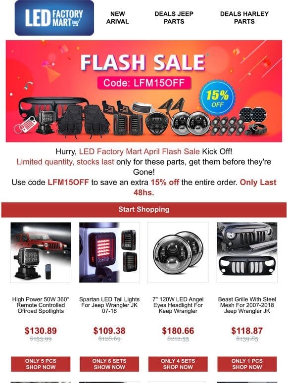 LED Factory Mart April Flash Sale Kick Off! Limited Quantity 15% Off!