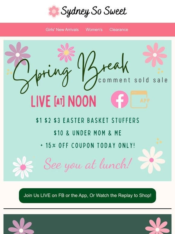 LIVE at Noon – Spring Break + $1 Easter Basket   –>