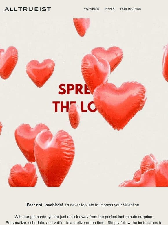 LOVE IS IN THE AIR   | Schedule your gifts cards for tomorrow!