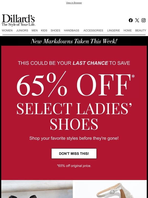 Ladies’ Shoes: Markdowns Just Taken to 65% Off