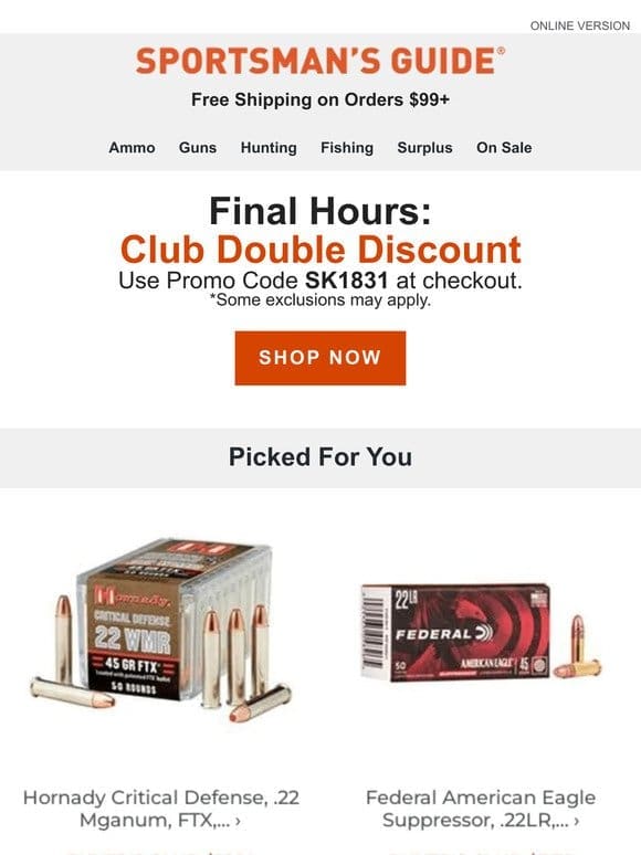 Last Chance: Club Double Discount