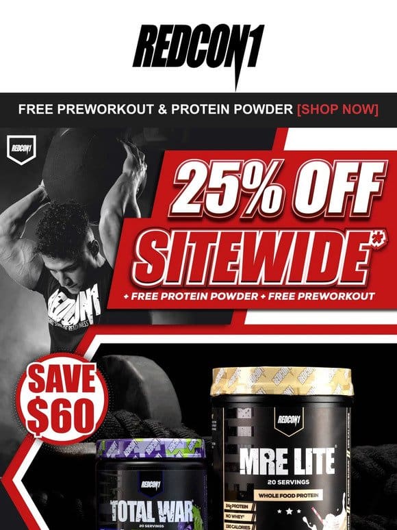 [Last Chance] Free Preworkout & Protein Powder + 25% OFF*