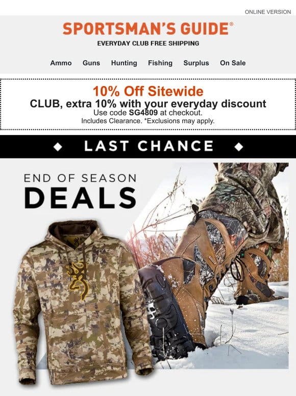 Last Chance for Clothing & Footwear Deals