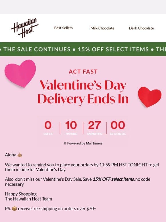 Last Chance for Valentine’s Day Delivery