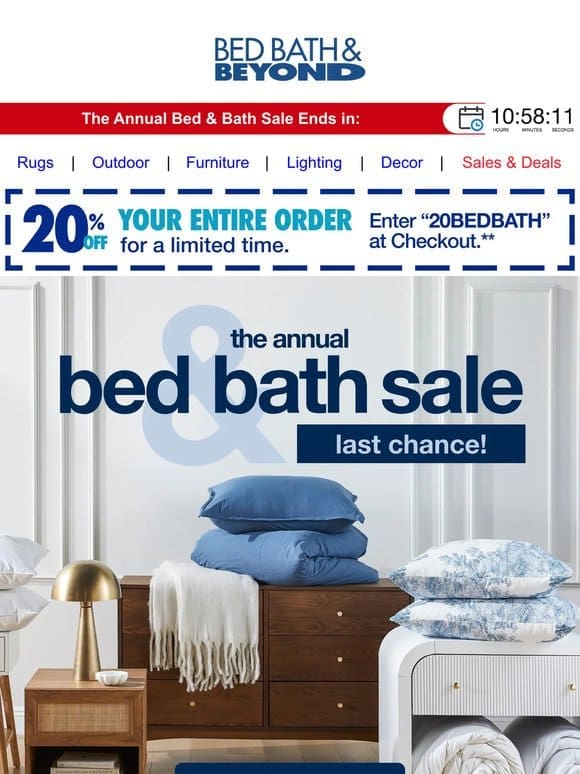 Last Chance to Save 20% Off on Bed & Bath ⏰