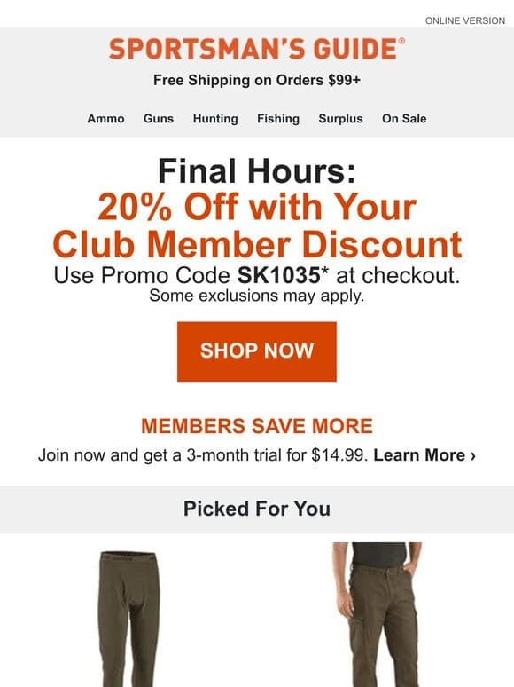 Last Chance to Save with Club Double Discount