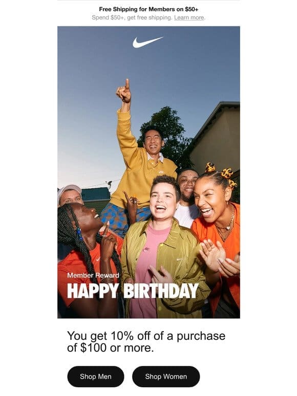 Last chance to redeem your bday gift—10% off $100+