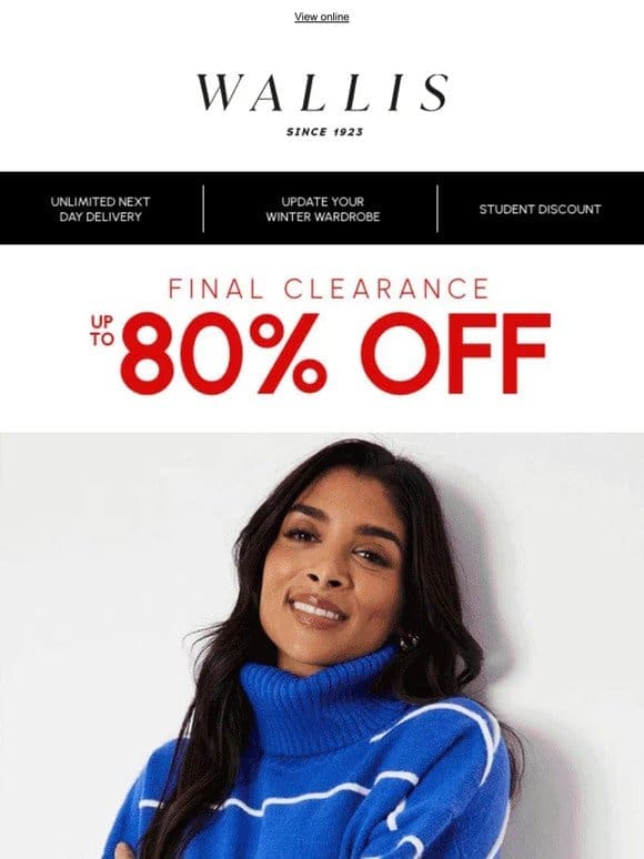 Last chance to save up to 80% off