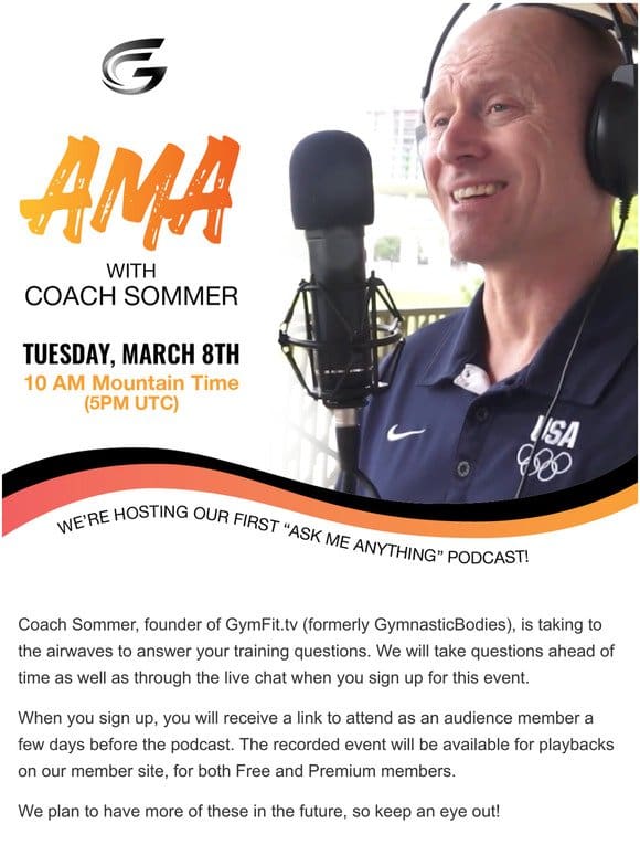 Live AMA with Coach SommerMarch 8th