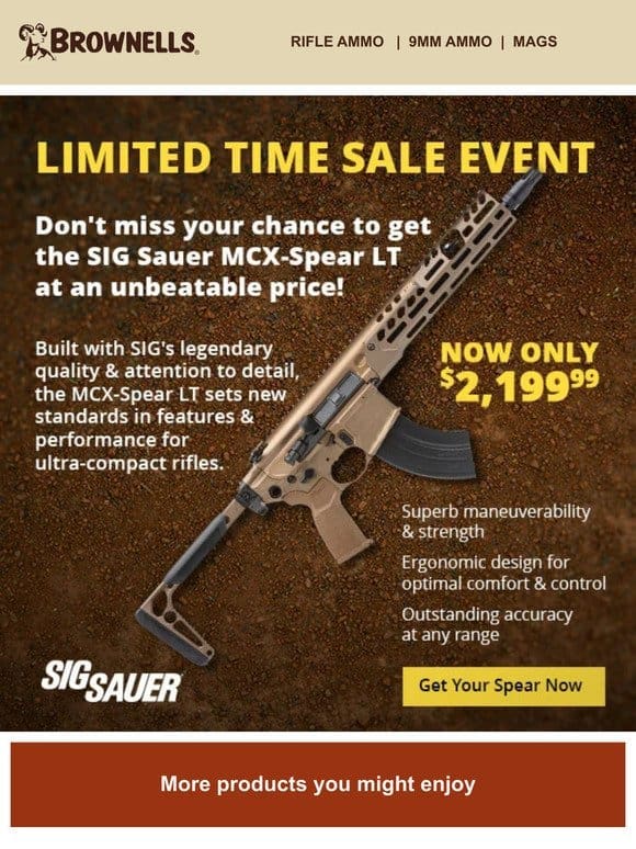 Lock and Load with Sig’s MCX Spear LT SBR! Limited Time Sale Alert!