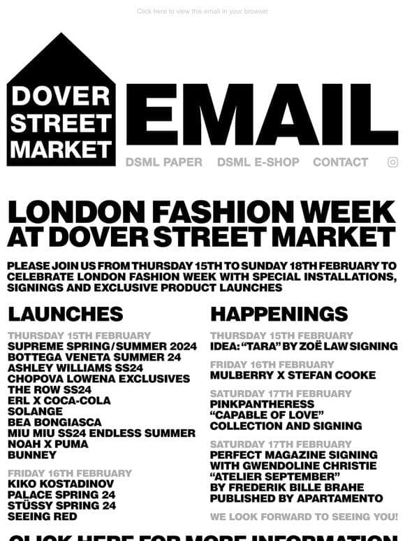 London Fashion Week at Dover Street Market