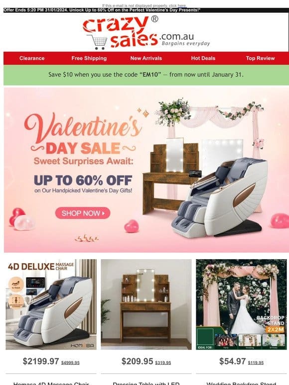 Love Struck Savings: Unlock Up to 60% Off on the Perfect Valentine’s Day Presents!*