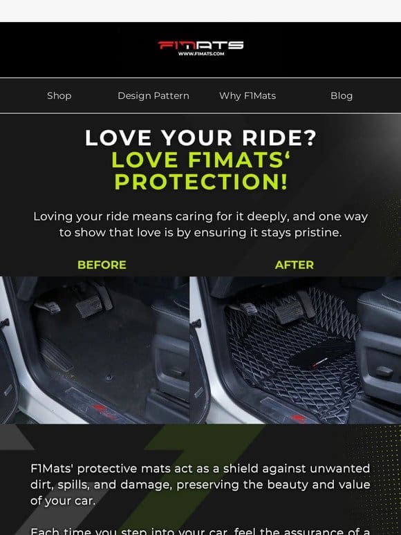 Love Your Ride? Love F1Mats’ Protection!