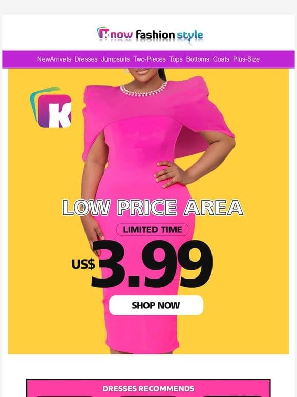 Low price area Low to $3.99 Top quality outfits belong to you