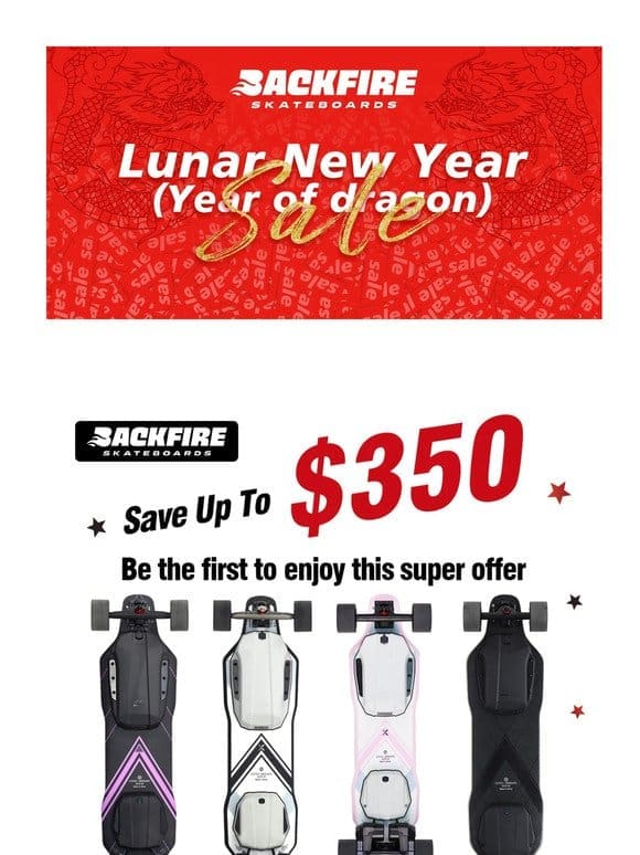 Lunar New Year Special: $350 Off on Backfire Electric Skateboards!