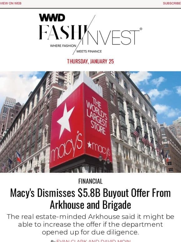 Macy’s Dismisses $5.8B Buyout Offer From Arkhouse and Brigade
