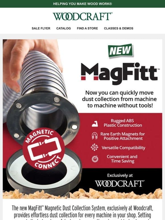 MagFitt™ Magnetic Dust Collection System — Exclusively at Woodcraft!