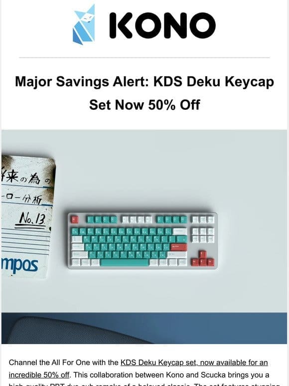Major Savings Alert: KDS Deku Keycap Set Now 50% Off