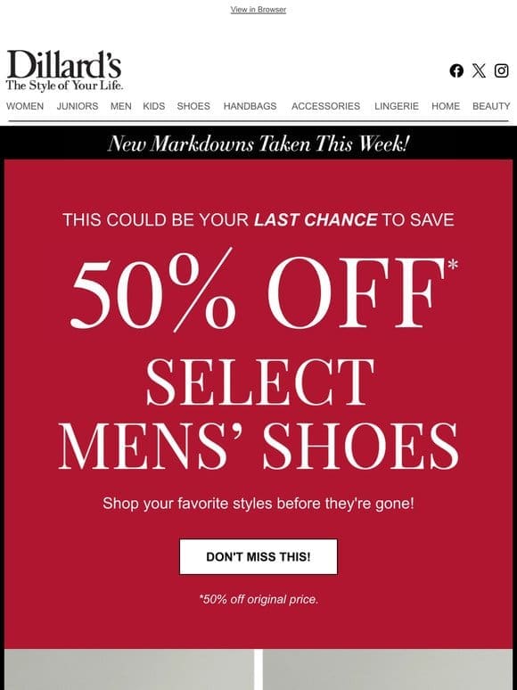 Men’s Shoes: Markdowns Just Taken to 50% Off