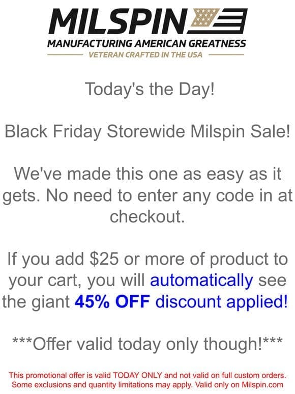 Milspin Black Friday Instant Sale