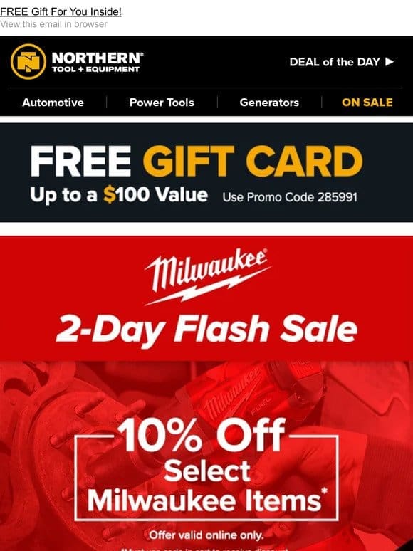Milwaukee Flash Sale Starts Now – Use Code NEWRED
