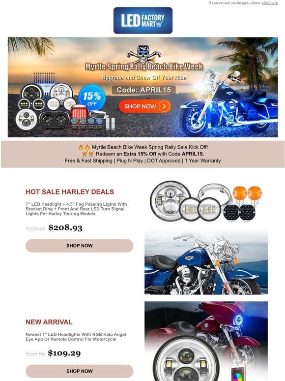 Myrtle Beach Bike Weeks Sale Kick Off! 15% Off Any LED Lights Sitewide!