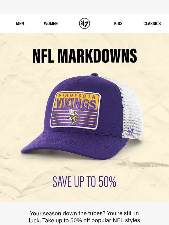 NFL Markdowns: Save Up to 50%