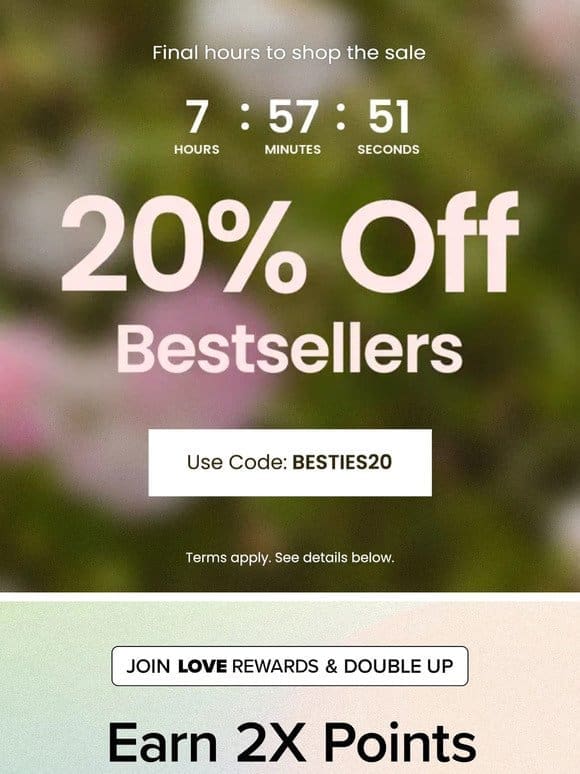NOW OR NEVER: 20% Off Bestsellers!