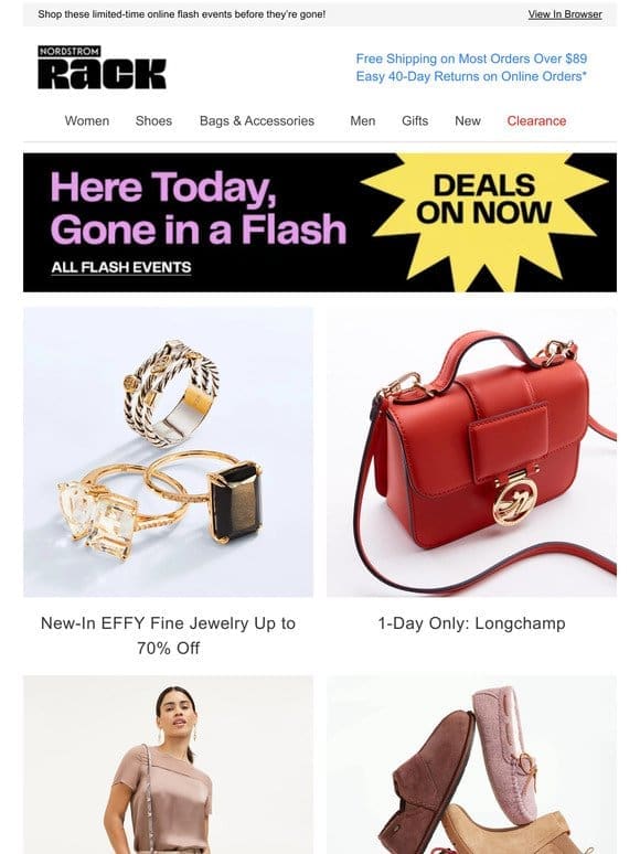 New-In EFFY Fine Jewelry Up to 70% Off | 1-Day Only: Longchamp | Daniel Rainn from $15.97 | And More!