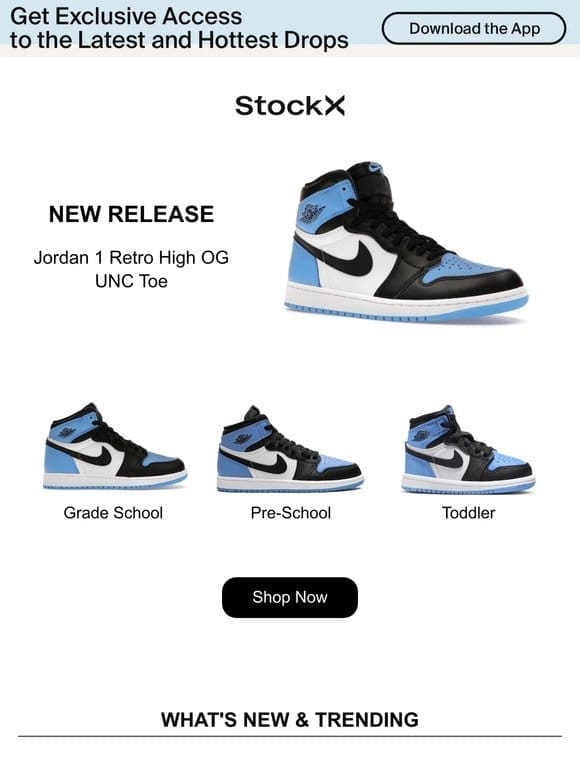 New Jordan 1 UNC Toe