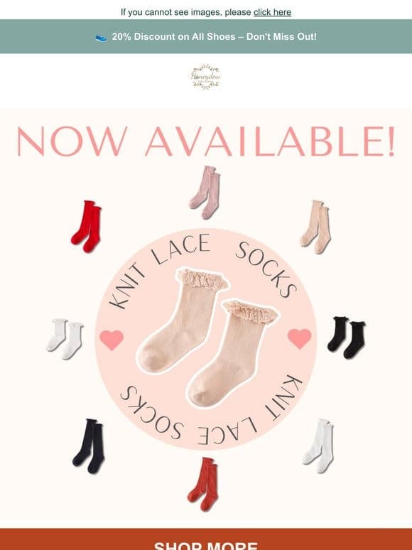 New Knit Lace Socks in Various Colors!